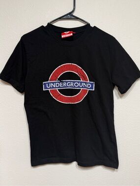 Men's Black Short-Sleeve Graphic Tee London Underground Red & Blue Logo